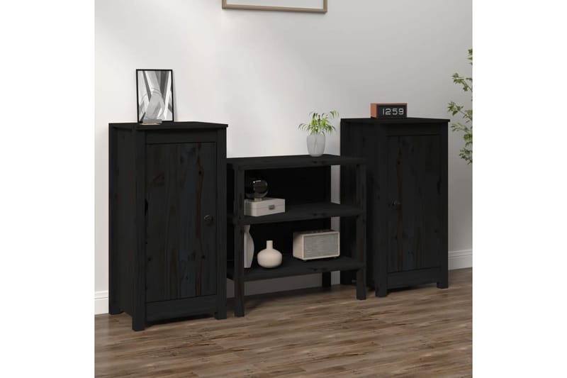 beBasic Senkit 2 kpl musta 40x35x80 cm täysi mänty - Musta - Säilytys - Säilytyskalusteet - Senkki