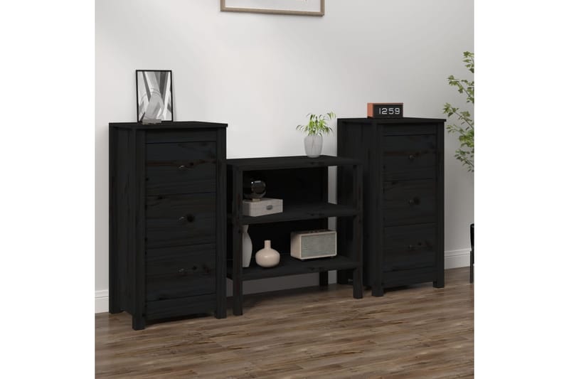 beBasic Senkit 2 kpl musta 40x35x80 cm täysi mänty - Musta - Säilytys - Säilytyskalusteet - Senkki