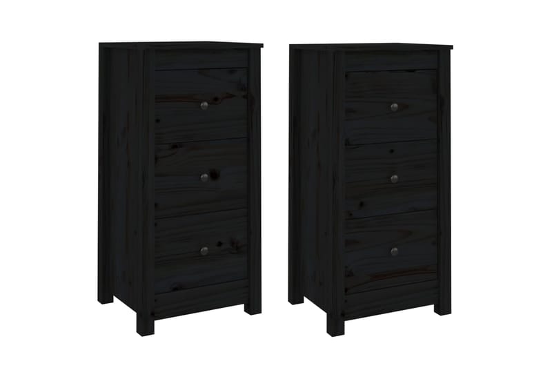 beBasic Senkit 2 kpl musta 40x35x80 cm täysi mänty - Musta - Säilytys - Säilytyskalusteet - Senkki