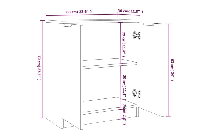 beBasic Senkit 2 kpl musta 60x30x70 cm tekninen puu - Musta - Säilytys - Säilytyskalusteet - Senkki