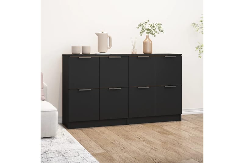 beBasic Senkit 2 kpl musta 60x30x70 cm tekninen puu - Musta - Säilytys - Säilytyskalusteet - Senkki