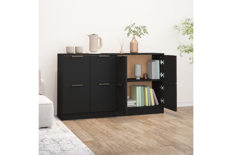 beBasic Senkit 2 kpl musta 60x30x70 cm tekninen puu - Musta - Säilytys - Säilytyskalusteet - Senkki