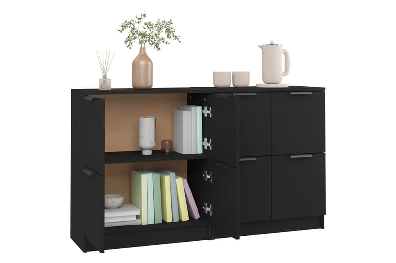 beBasic Senkit 2 kpl musta 60x30x70 cm tekninen puu - Musta - Säilytys - Säilytyskalusteet - Senkki