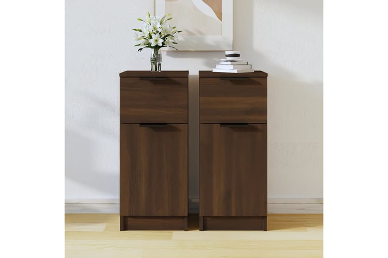 beBasic Senkit 2 kpl ruskea tammi 30x30x70 cm tekninen puu - Ruskea - Säilytys - Säilytyskalusteet - Senkki