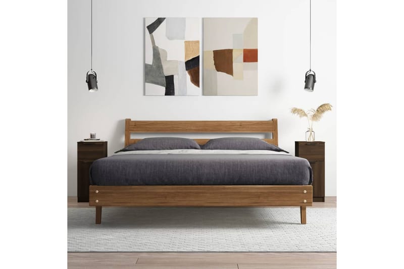 beBasic Senkit 2 kpl ruskea tammi 30x30x70 cm tekninen puu - Ruskea - Säilytys - Säilytyskalusteet - Senkki