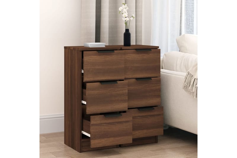 beBasic Senkit 2 kpl ruskea tammi 30x30x70 cm tekninen puu - Ruskea - Säilytys - Säilytyskalusteet - Senkki