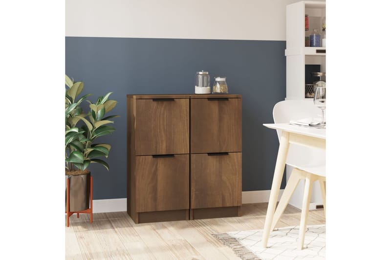 beBasic Senkit 2 kpl ruskea tammi 30x30x70 cm tekninen puu - Ruskea - Säilytys - Säilytyskalusteet - Senkki