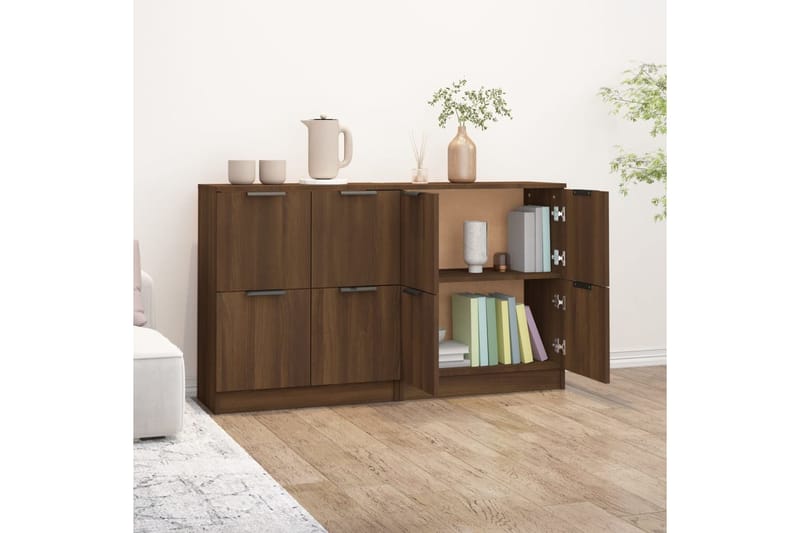 beBasic Senkit 2 kpl ruskea tammi 60x30x70 cm tekninen puu - Ruskea - Säilytys - Säilytyskalusteet - Senkki