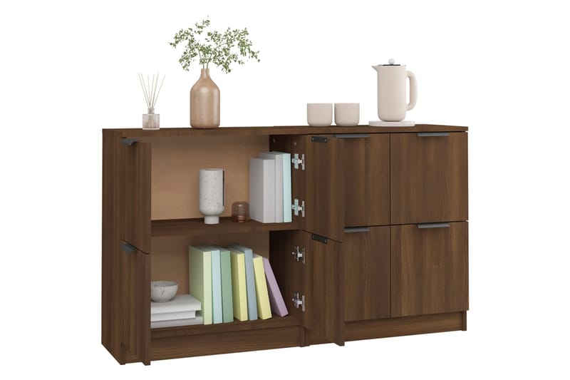 beBasic Senkit 2 kpl ruskea tammi 60x30x70 cm tekninen puu - Ruskea - Säilytys - Säilytyskalusteet - Senkki