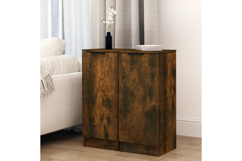 beBasic Senkit 2 kpl savutammi 30x30x70 cm tekninen puu - Ruskea - Säilytys - Säilytyskalusteet - Senkki
