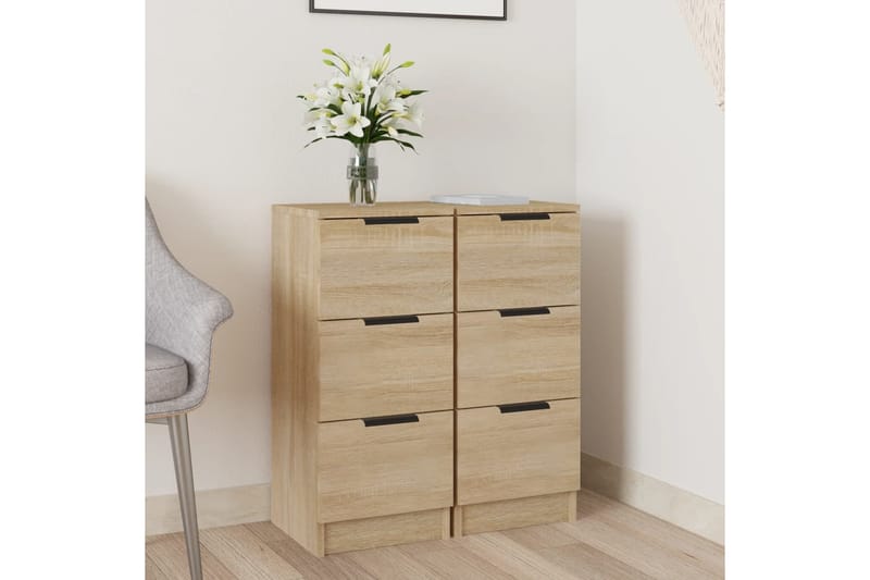 beBasic Senkit 2 kpl Sonoma-tammi 30x30x70 cm tekninen puu - Ruskea - Säilytys - Säilytyskalusteet - Senkki