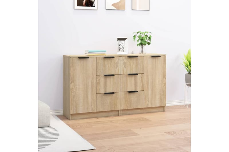 beBasic Senkit 2 kpl Sonoma-tammi 60x30x70 cm tekninen puu - Ruskea - Säilytys - Säilytyskalusteet - Senkki