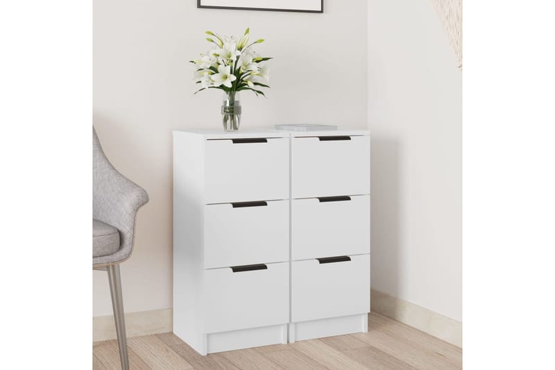 beBasic Senkit 2 kpl valkoinen 30x30x70 cm tekninen puu - Valkoinen - Säilytys - Säilytyskalusteet - Senkki