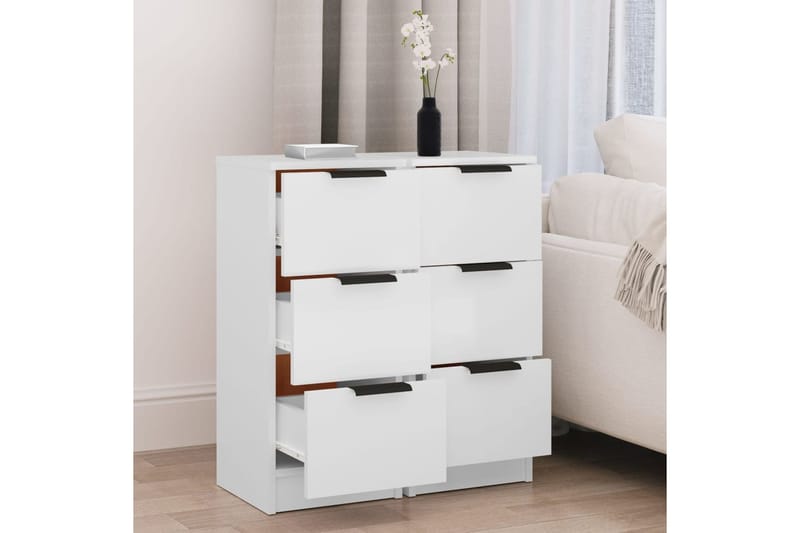 beBasic Senkit 2 kpl valkoinen 30x30x70 cm tekninen puu - Valkoinen - Säilytys - Säilytyskalusteet - Senkki