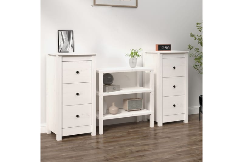 beBasic Senkit 2 kpl valkoinen 40x35x80 cm täysi mänty - Valkoinen - Säilytys - Säilytyskalusteet - Senkki