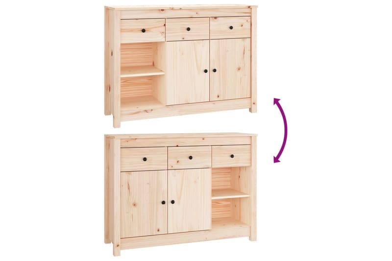 beBasic Senkki 100x35x74 cm täysi mänty - Ruskea - Säilytys - Säilytyskalusteet - Senkki