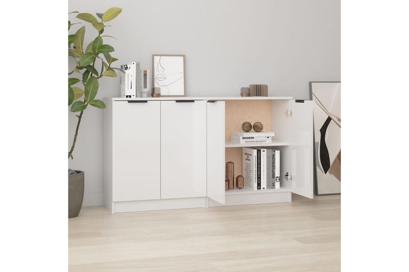 beBasic Senkki 2 kpl korkeakiilto valkoinen 60x30x70 cm tekninen puu - Valkoinen - Säilytys - Säilytyskalusteet - Senkki