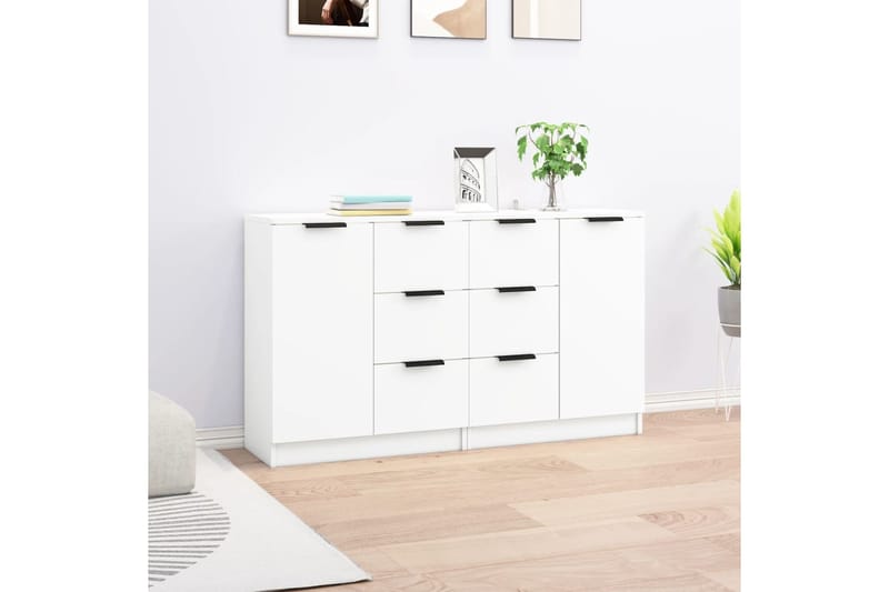 beBasic Senkki 2 kpl valkoinen 60x30x70 cm tekninen puu - Valkoinen - Säilytys - Säilytyskalusteet - Senkki