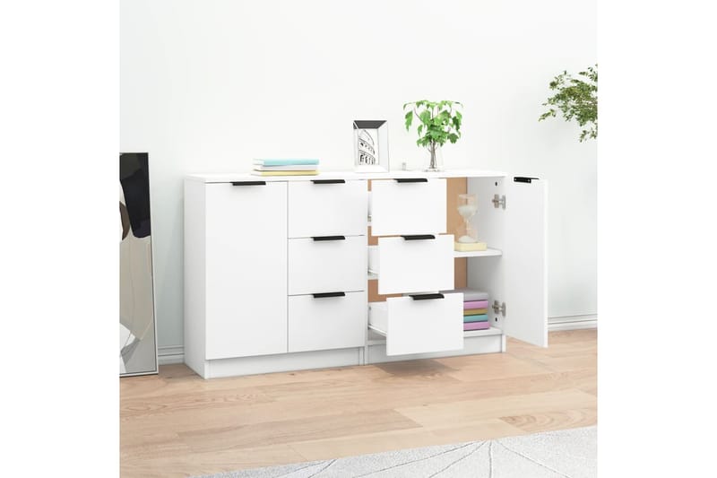 beBasic Senkki 2 kpl valkoinen 60x30x70 cm tekninen puu - Valkoinen - Säilytys - Säilytyskalusteet - Senkki