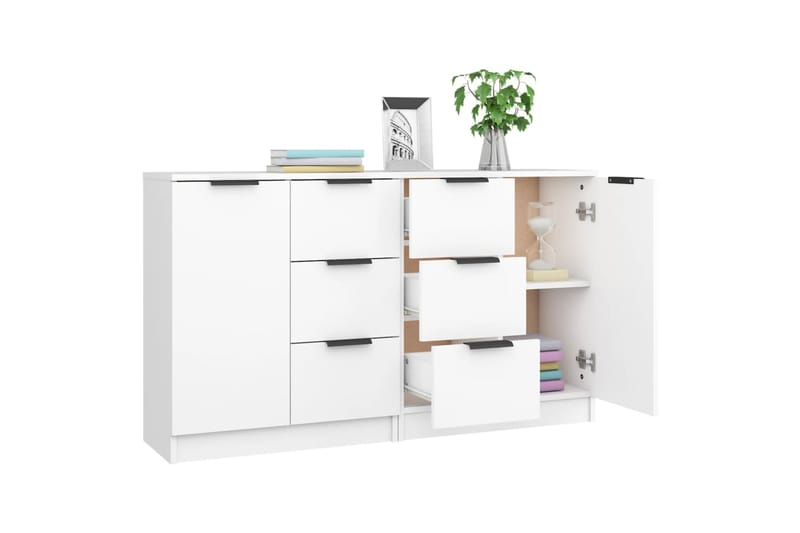beBasic Senkki 2 kpl valkoinen 60x30x70 cm tekninen puu - Valkoinen - Säilytys - Säilytyskalusteet - Senkki
