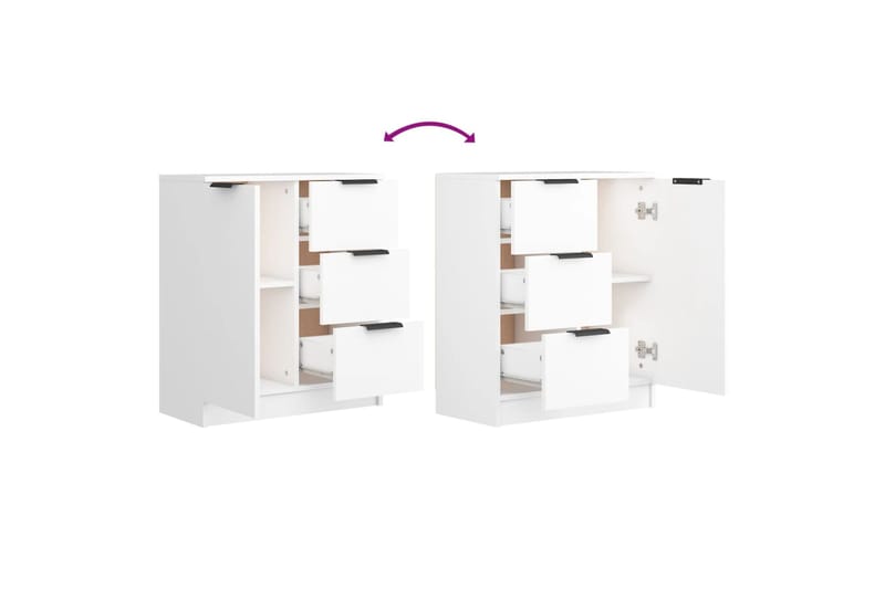 beBasic Senkki 2 kpl valkoinen 60x30x70 cm tekninen puu - Valkoinen - Säilytys - Säilytyskalusteet - Senkki