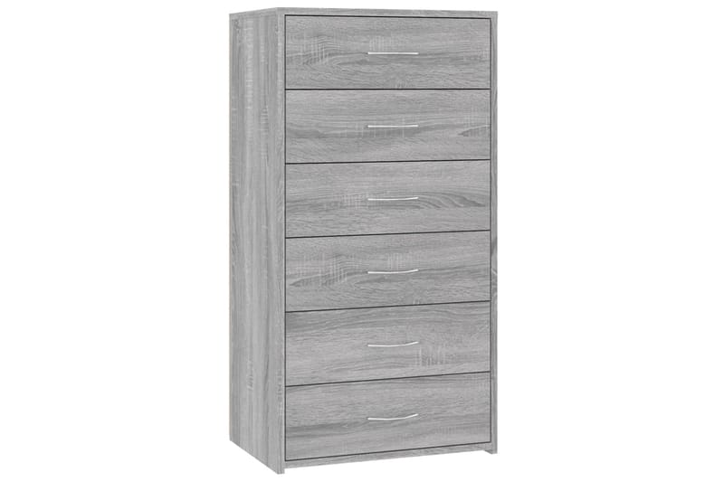 beBasic Senkki 6 laatikolla harmaa Sonoma 50x34x96 cm tekninen puu - Harmaa - Säilytys - Säilytyskalusteet - Lipasto