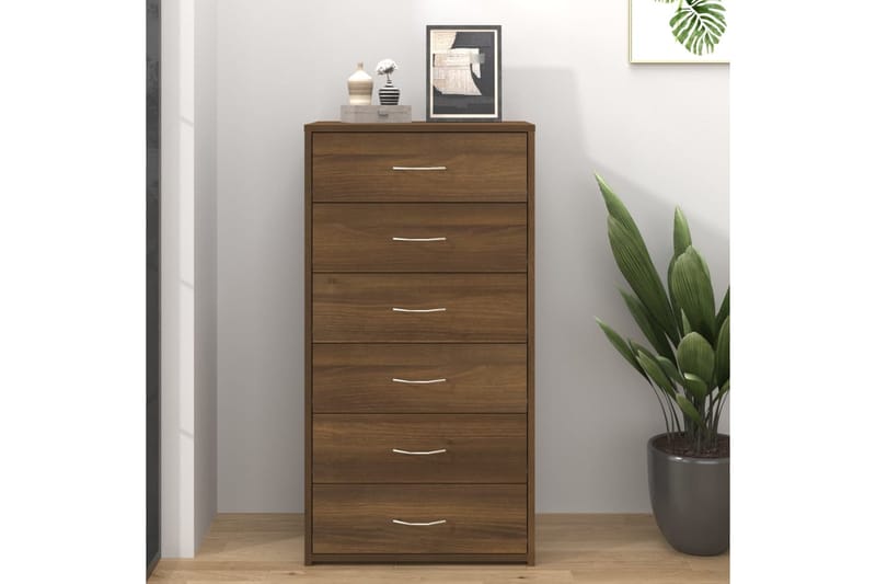 beBasic Senkki 6 laatikolla ruskea tammi 50x34x96 cm tekninen puu - Ruskea - Säilytys - Säilytyskalusteet - Lipasto
