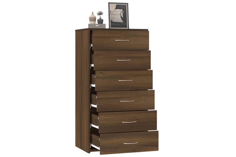 beBasic Senkki 6 laatikolla ruskea tammi 50x34x96 cm tekninen puu - Ruskea - Säilytys - Säilytyskalusteet - Lipasto