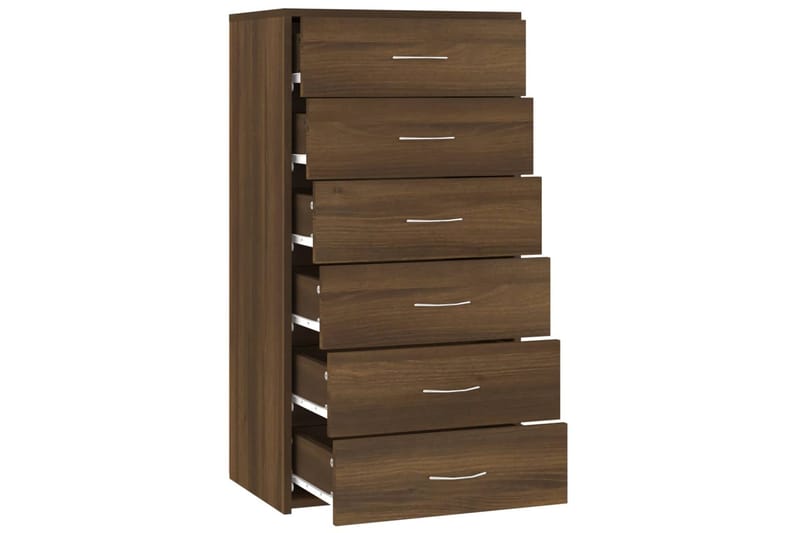 beBasic Senkki 6 laatikolla ruskea tammi 50x34x96 cm tekninen puu - Ruskea - Säilytys - Säilytyskalusteet - Lipasto