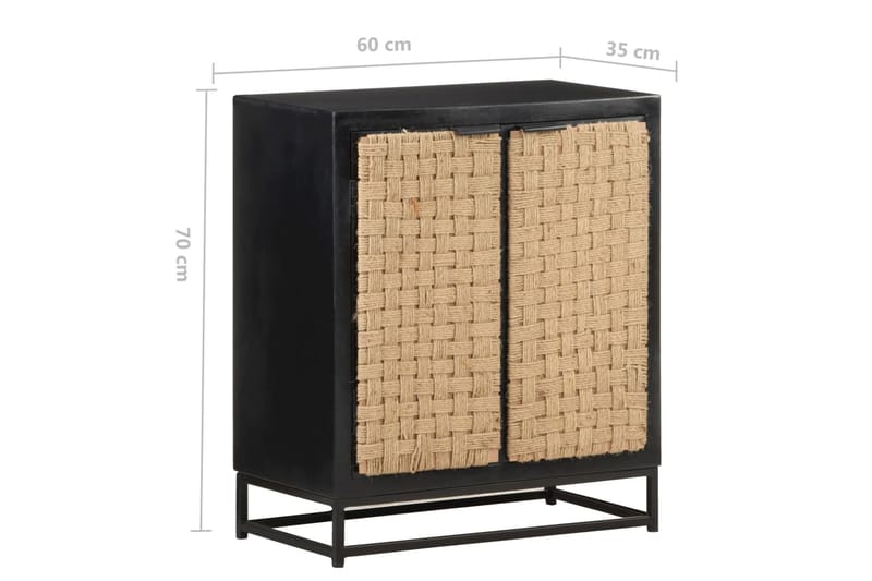 beBasic Senkki 60x35x70 cm täysi mangopuu - Musta - Säilytys - Säilytyskalusteet - Senkki