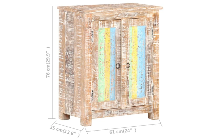 beBasic Senkki 61x35x76 cm karkea akaasiapuu - MonivÃ<br>rinen - Säilytys - Säilytyskalusteet - Senkki