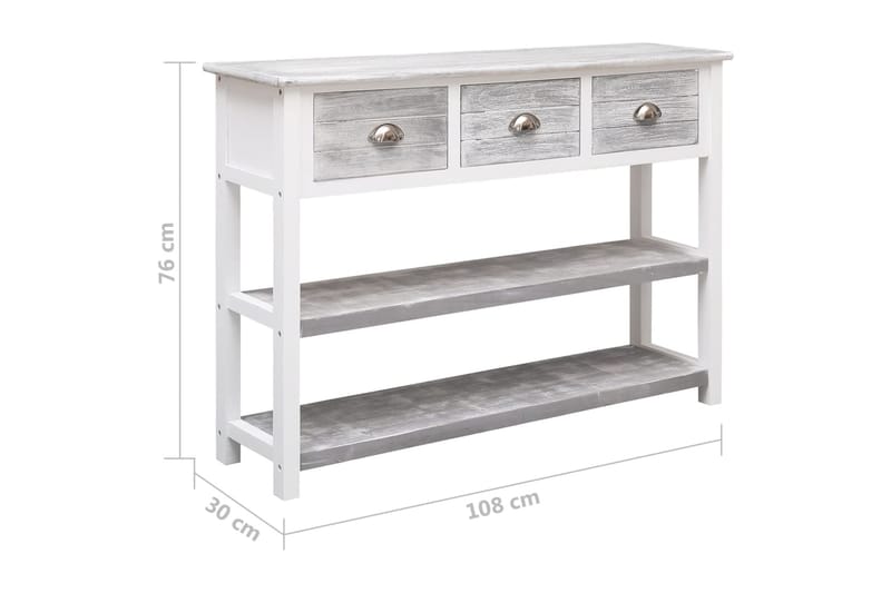 beBasic Senkki antiikinharmaa 108x30x76 cm täysi keisaripuu - Harmaa - Säilytys - Säilytyskalusteet - Senkki