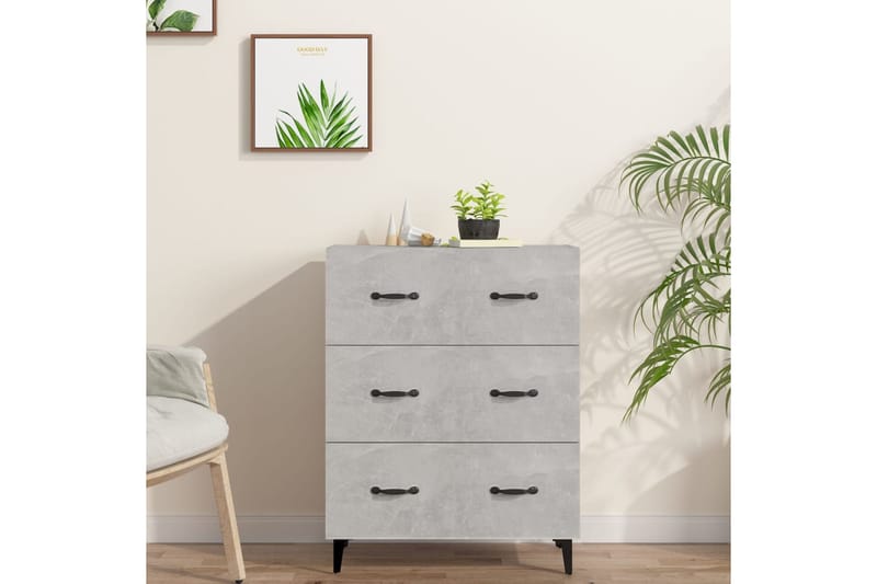 beBasic Senkki betoninharmaa 69,5x34x90 cm tekninen puu - Harmaa - Säilytys - Säilytyskalusteet - Lipasto