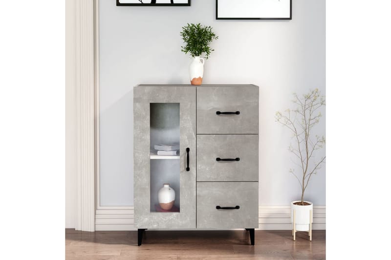 beBasic Senkki betoninharmaa 69,5x34x90 cm tekninen puu - Harmaa - Säilytys - Säilytyskalusteet - Lipasto