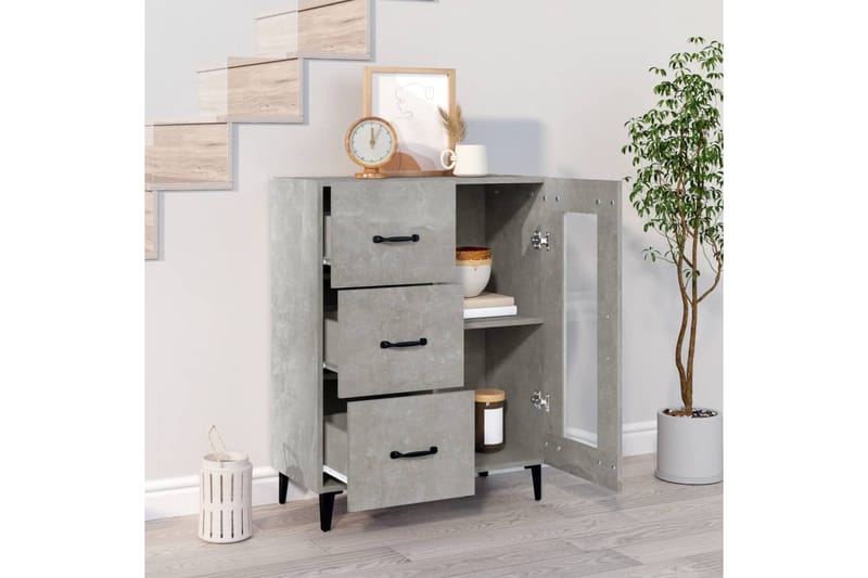 beBasic Senkki betoninharmaa 69,5x34x90 cm tekninen puu - Harmaa - Säilytys - Säilytyskalusteet - Lipasto