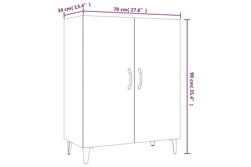 beBasic Senkki betoninharmaa 70x34x90 cm tekninen puu - Harmaa - Säilytys - Säilytyskalusteet - Senkki