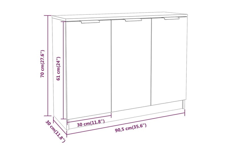 beBasic Senkki betoninharmaa 90,5x30x70 cm tekninen puu - Harmaa - Eteisen säilytys - Lipasto