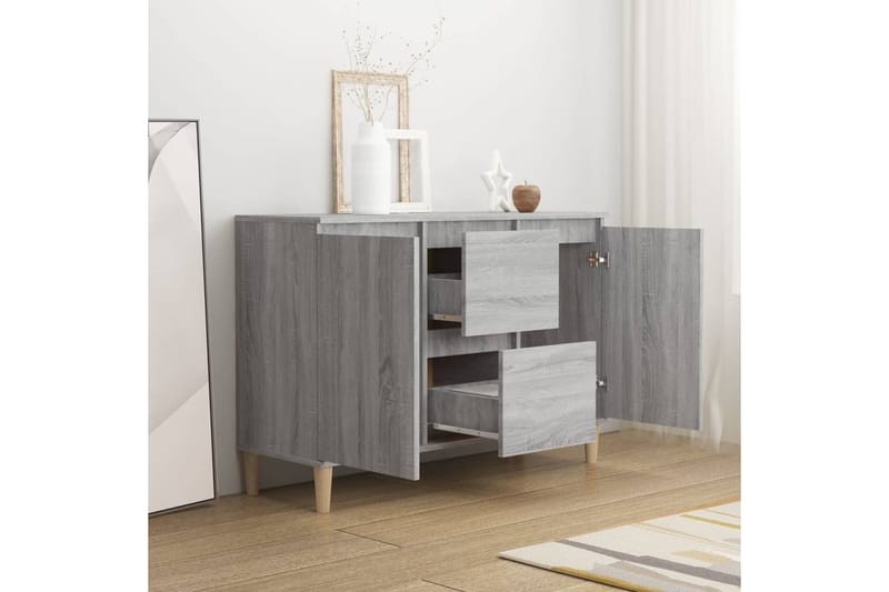 beBasic Senkki harmaa Sonoma 103,5x35x70 cm tekninen puu - Harmaa - Säilytys - Säilytyskalusteet - Senkki