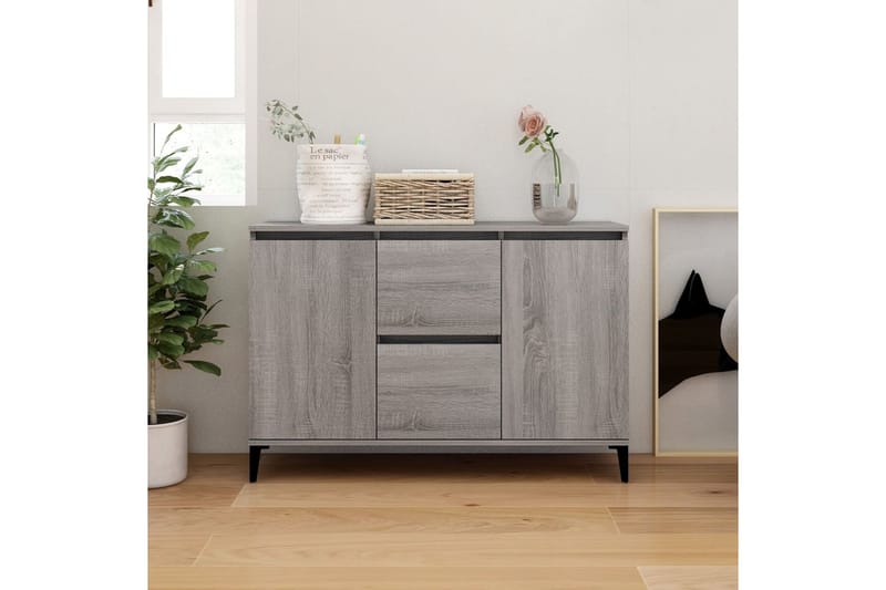beBasic Senkki harmaa Sonoma 104x35x70 cm tekninen puu - Harmaa - Säilytys - Säilytyskalusteet - Senkki