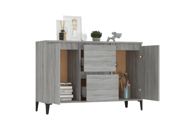 beBasic Senkki harmaa Sonoma 104x35x70 cm tekninen puu - Harmaa - Säilytys - Säilytyskalusteet - Senkki