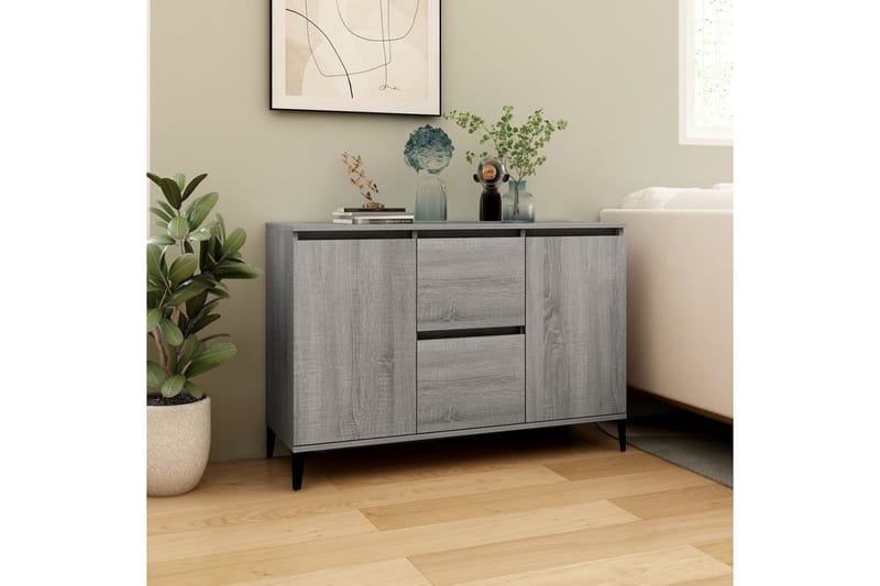 beBasic Senkki harmaa Sonoma 104x35x70 cm tekninen puu - Harmaa - Säilytys - Säilytyskalusteet - Senkki