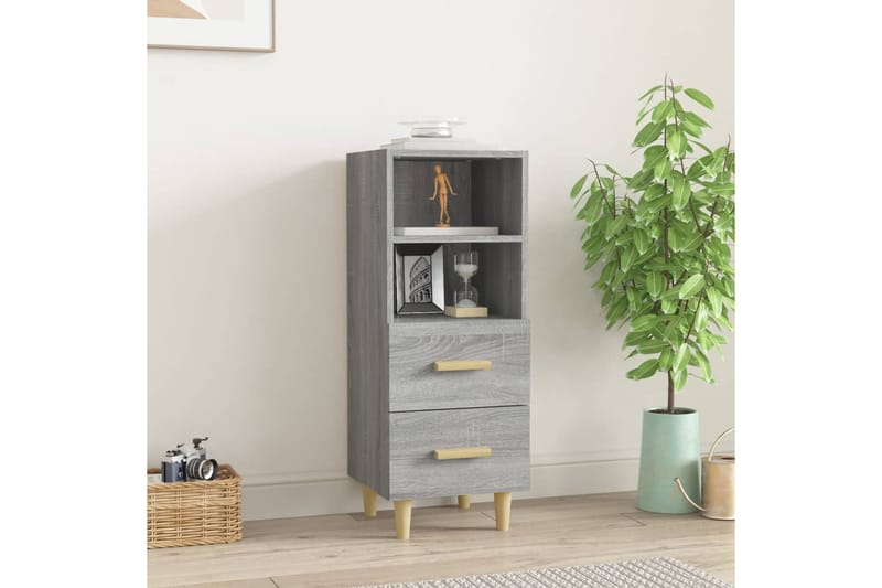 beBasic Senkki harmaa Sonoma 34,5x34x90 cm tekninen puu - Harmaa - Säilytys - Säilytyskalusteet - Senkki