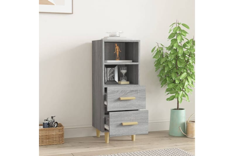 beBasic Senkki harmaa Sonoma 34,5x34x90 cm tekninen puu - Harmaa - Säilytys - Säilytyskalusteet - Senkki