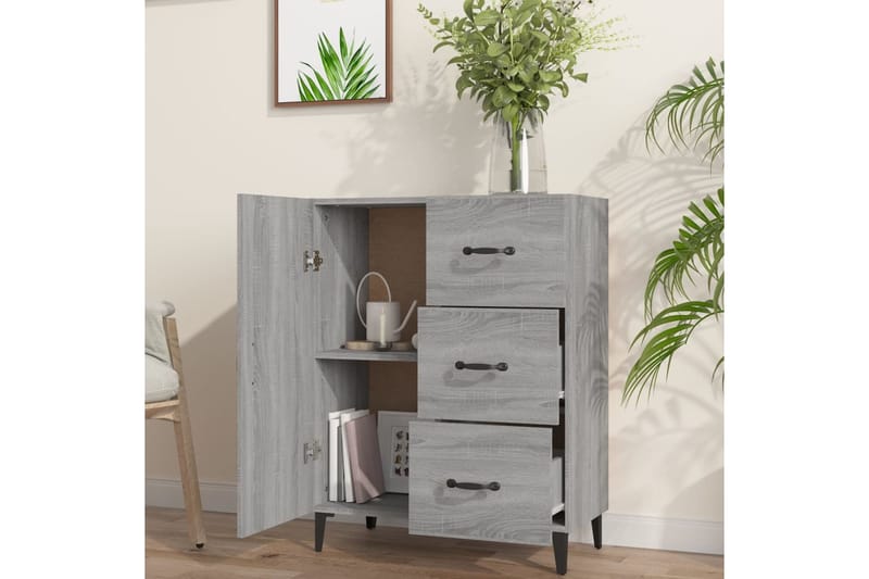beBasic Senkki harmaa Sonoma 69,5x34x90 cm tekninen puu - Harmaa - Säilytys - Säilytyskalusteet - Lipasto