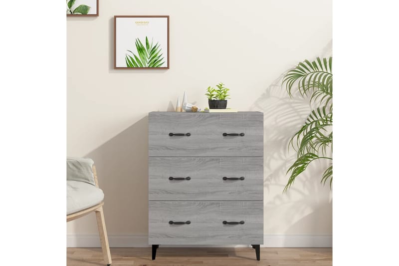 beBasic Senkki harmaa Sonoma 69,5x34x90 cm tekninen puu - Harmaa - Säilytys - Säilytyskalusteet - Lipasto