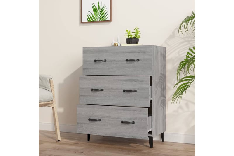 beBasic Senkki harmaa Sonoma 69,5x34x90 cm tekninen puu - Harmaa - Säilytys - Säilytyskalusteet - Lipasto