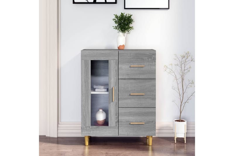 beBasic Senkki harmaa Sonoma 69,5x34x90 cm tekninen puu - Harmaa - Säilytys - Säilytyskalusteet - Lipasto