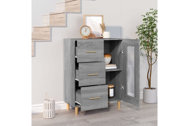 beBasic Senkki harmaa Sonoma 69,5x34x90 cm tekninen puu - Harmaa - Säilytys - Säilytyskalusteet - Lipasto