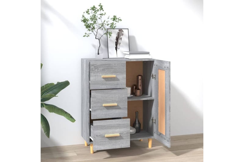 beBasic Senkki harmaa Sonoma 69,5x34x90 cm tekninen puu - Harmaa - Säilytys - Säilytyskalusteet - Senkki