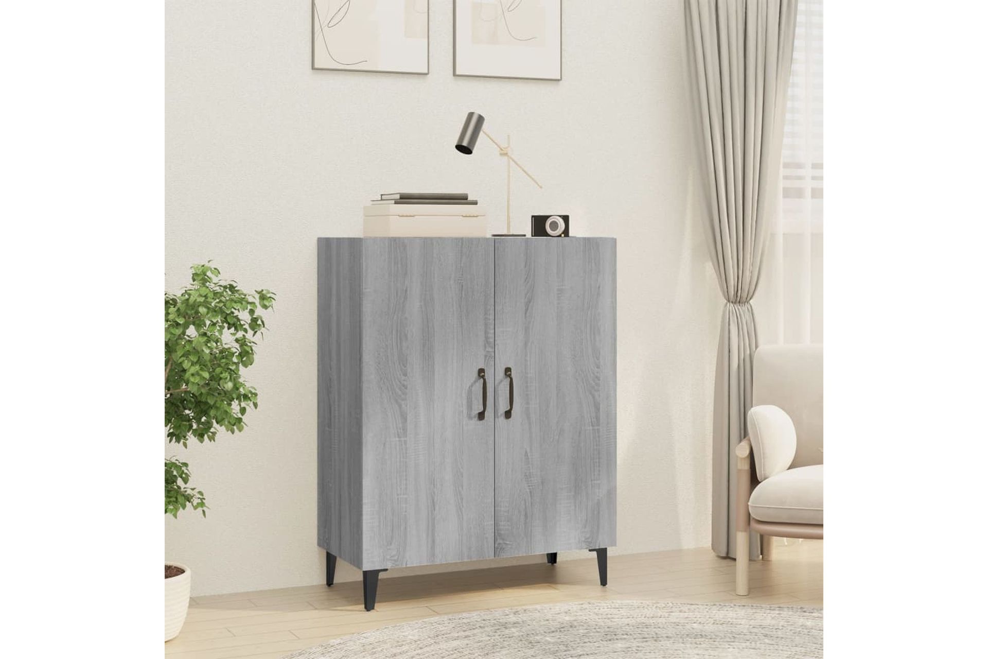 beBasic Senkki harmaa Sonoma 70x34x90 cm tekninen puu - Harmaa - Säilytys - Säilytyskalusteet - Lipasto